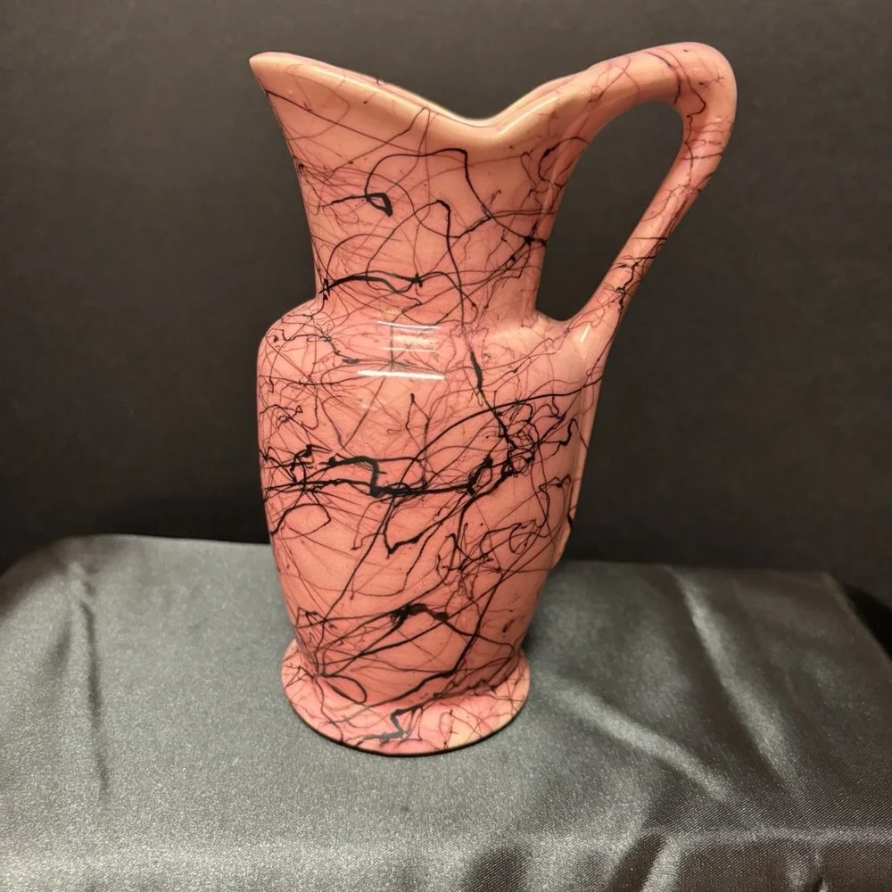 Vintage McCoy Pottery Pink/Black Swirl  7